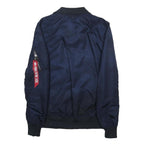 ALPHA INDUSTRIES Mens Navy Blue Nasa Flight Bomber Jacket S Nylon Patch Logo