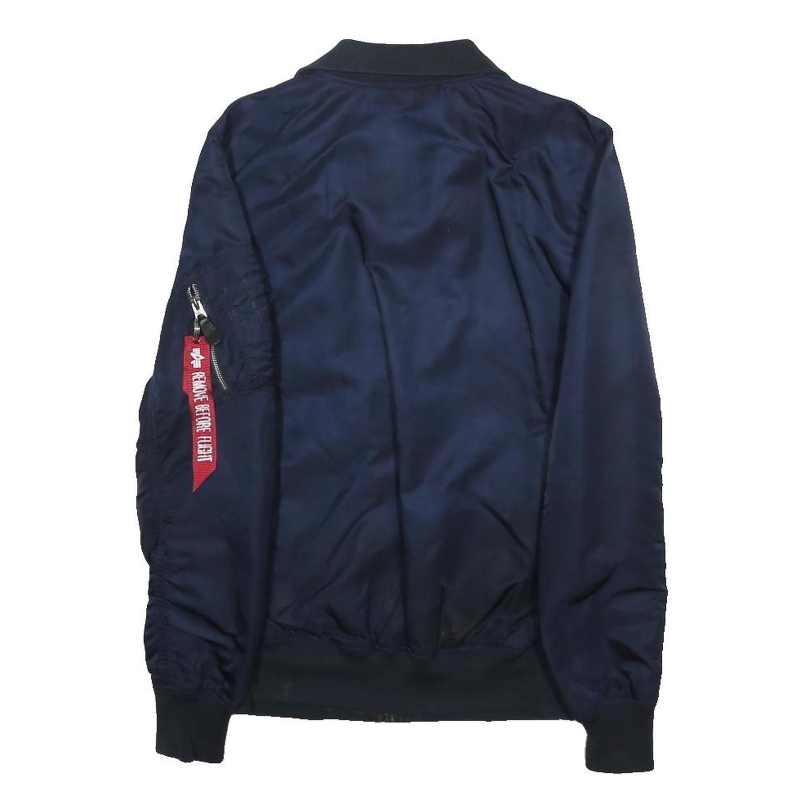 ALPHA INDUSTRIES Mens Navy Blue Nasa Flight Bomber Jacket S Nylon Patch Logo