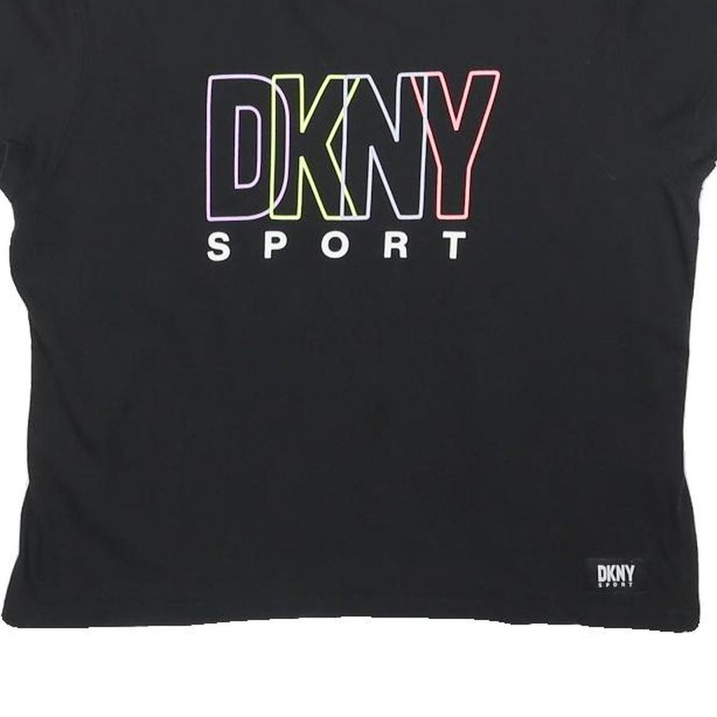 DKNY Womens Black XS Short Sleeve Crew Neck Graphic T-Shirt Sport Logo