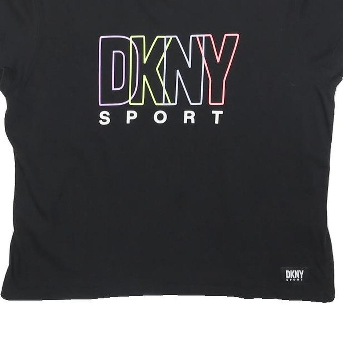 DKNY Womens Black XS Short Sleeve Crew Neck Graphic T-Shirt Sport Logo