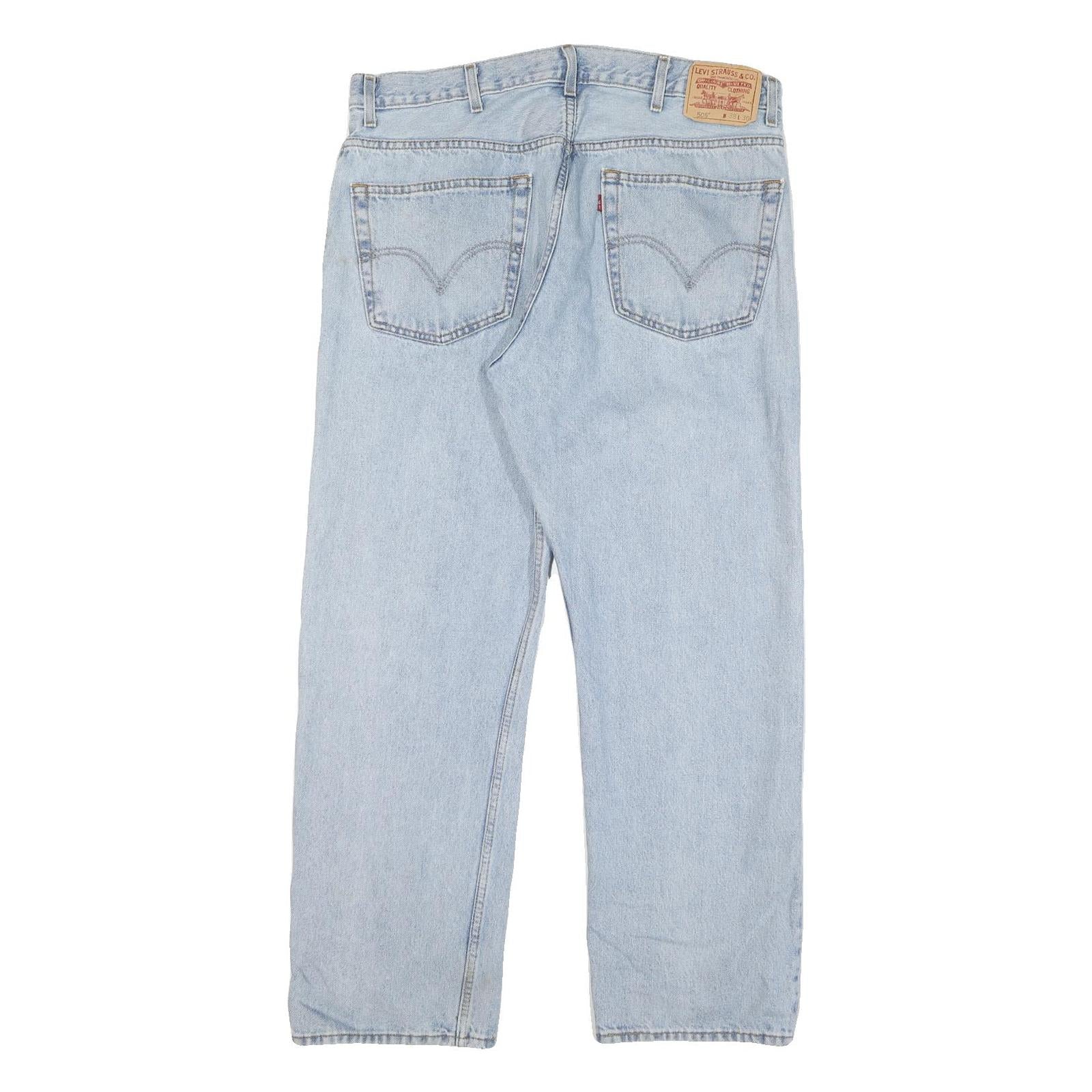 LEVI'S 505 Mens Jeans Blue Regular Straight Denim Light W38 L30 Classic Fit Zip