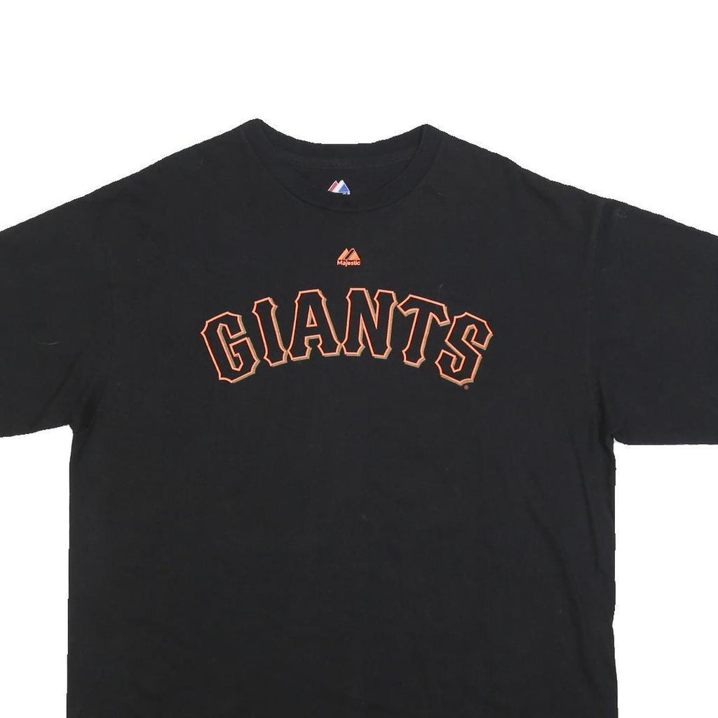 MAJESTIC Mens Black Giants Graphic T-Shirt XL Short Sleeve Crew Neck Player