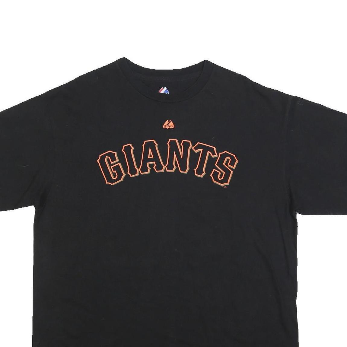 MAJESTIC Mens Black Giants Graphic T-Shirt XL Short Sleeve Crew Neck Player