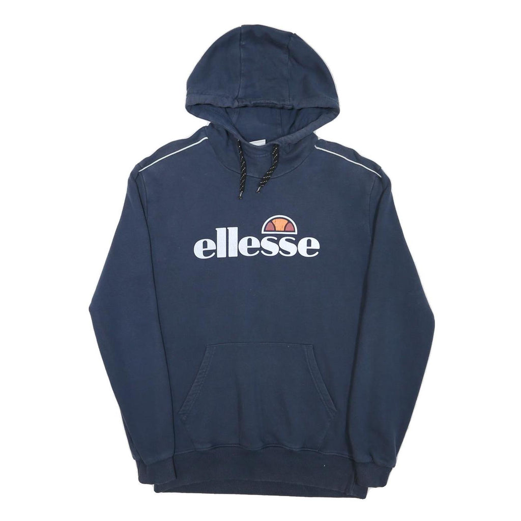 ELLESSE Mens Navy Blue Hoodie S Cotton Blend Casual Pullover Sweatshirt