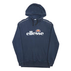 ELLESSE Mens Navy Blue Hoodie S Cotton Blend Casual Pullover Sweatshirt