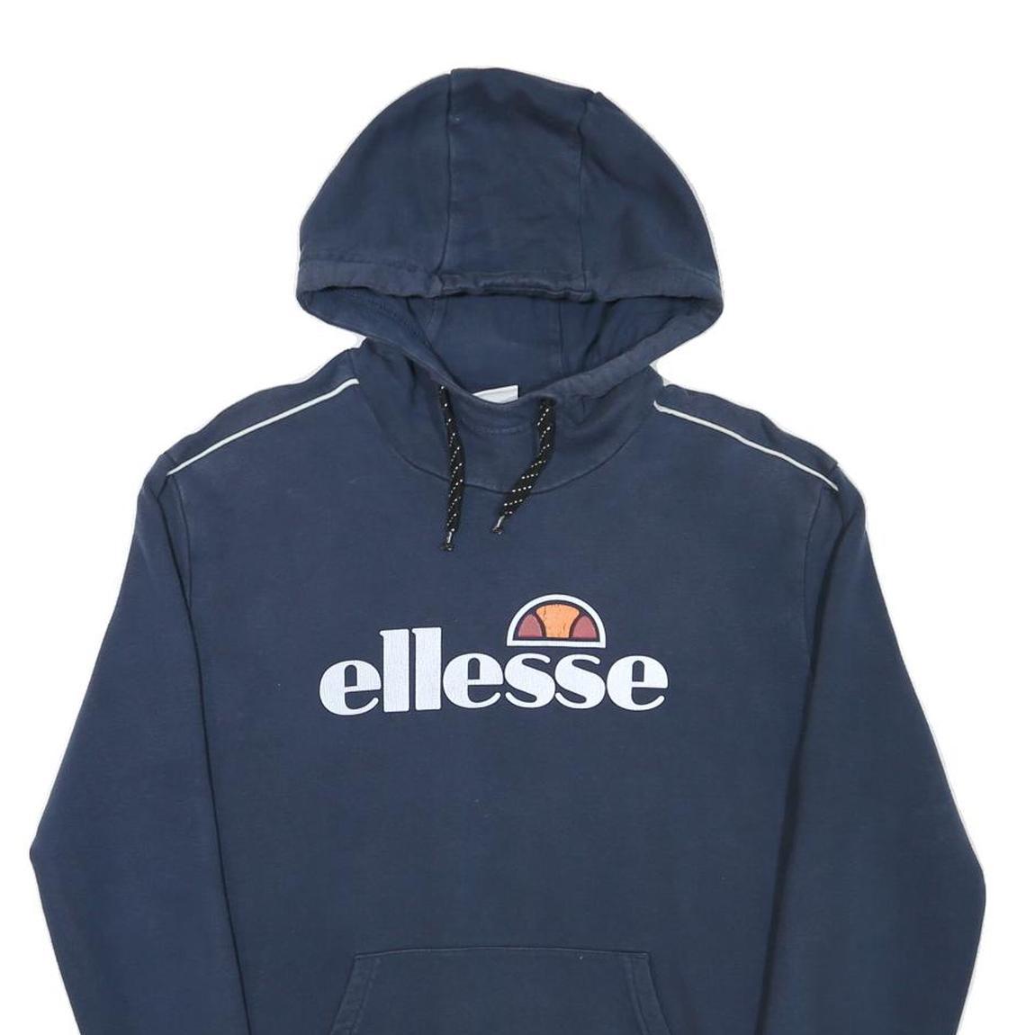 ELLESSE Mens Navy Blue Hoodie S Cotton Blend Casual Pullover Sweatshirt