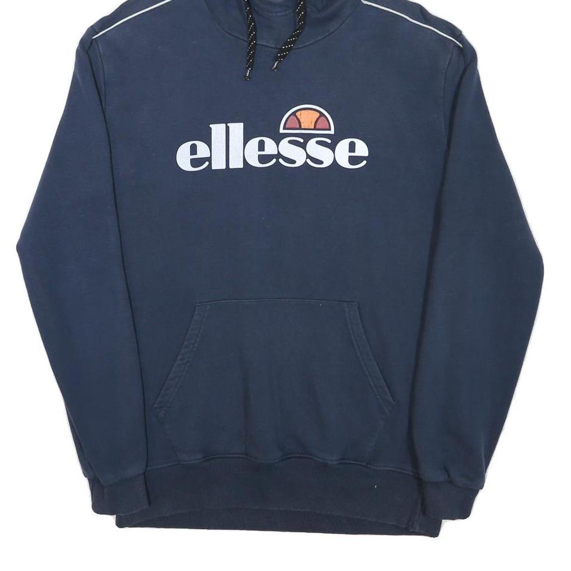 ELLESSE Mens Navy Blue Hoodie S Cotton Blend Casual Pullover Sweatshirt