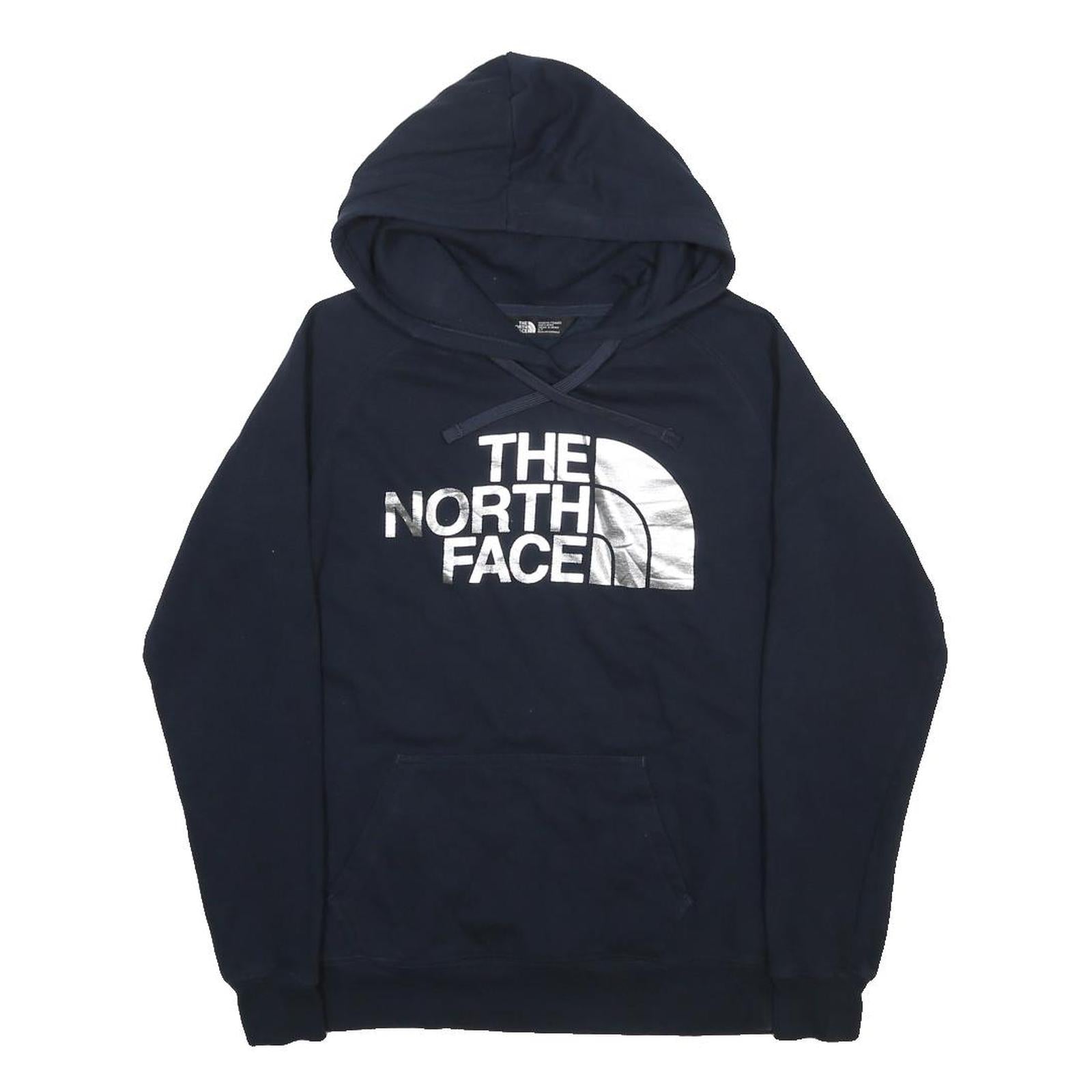THE NORTH FACE Womens Navy Hoodie S Cotton Blend Logo Pullover Casual