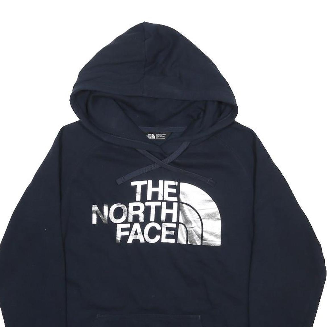 THE NORTH FACE Womens Navy Hoodie S Cotton Blend Logo Pullover Casual