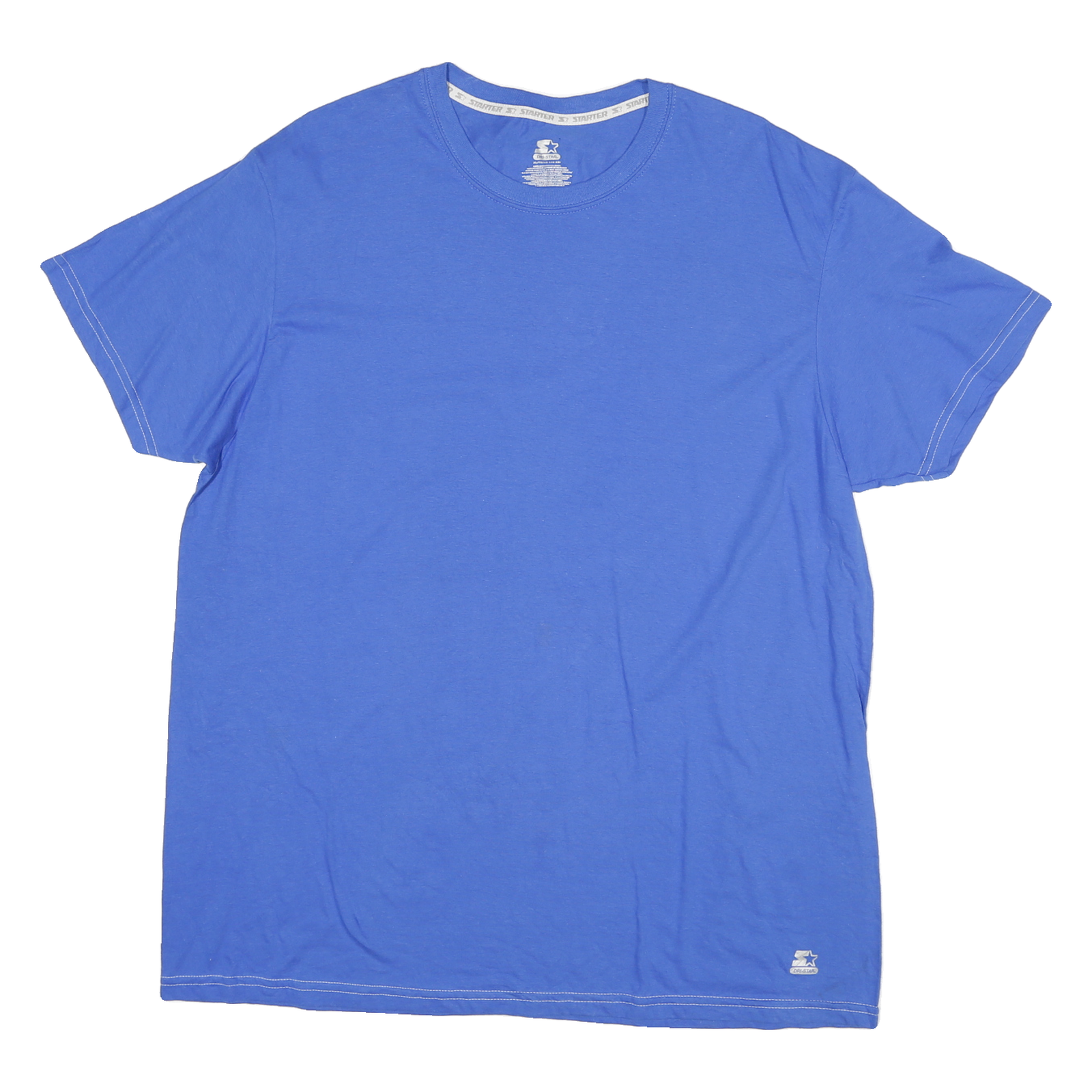 STARTER Mens Blue Plain T-Shirt XL Short Sleeve Crew Neck Casual Cotton Blend