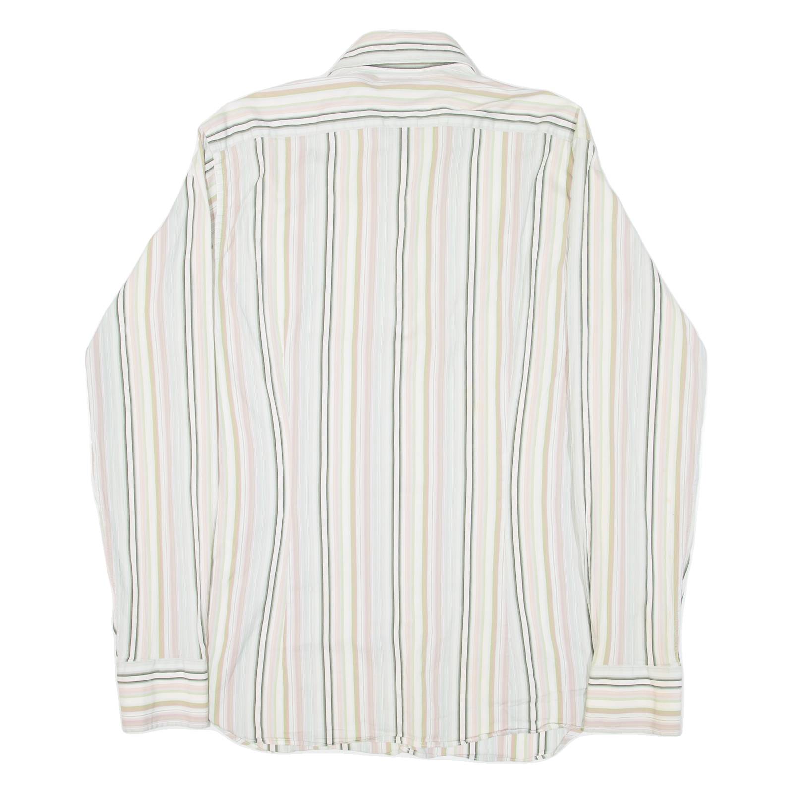 TED BAKER Mens Shirt Green Striped Long Sleeve M