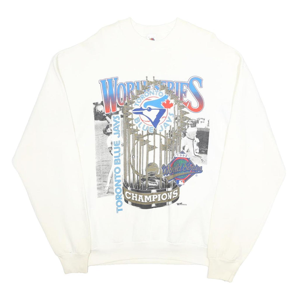 FRUIT OF THE LOOM Mens White Toronto Blue Jays World Series Crew Neck XL