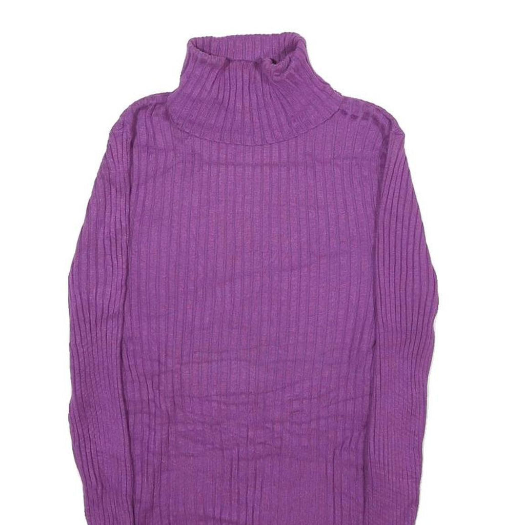 MERONA Womens Purple Plain Jumper Roll Neck Rib Knit S Warm Comfortable