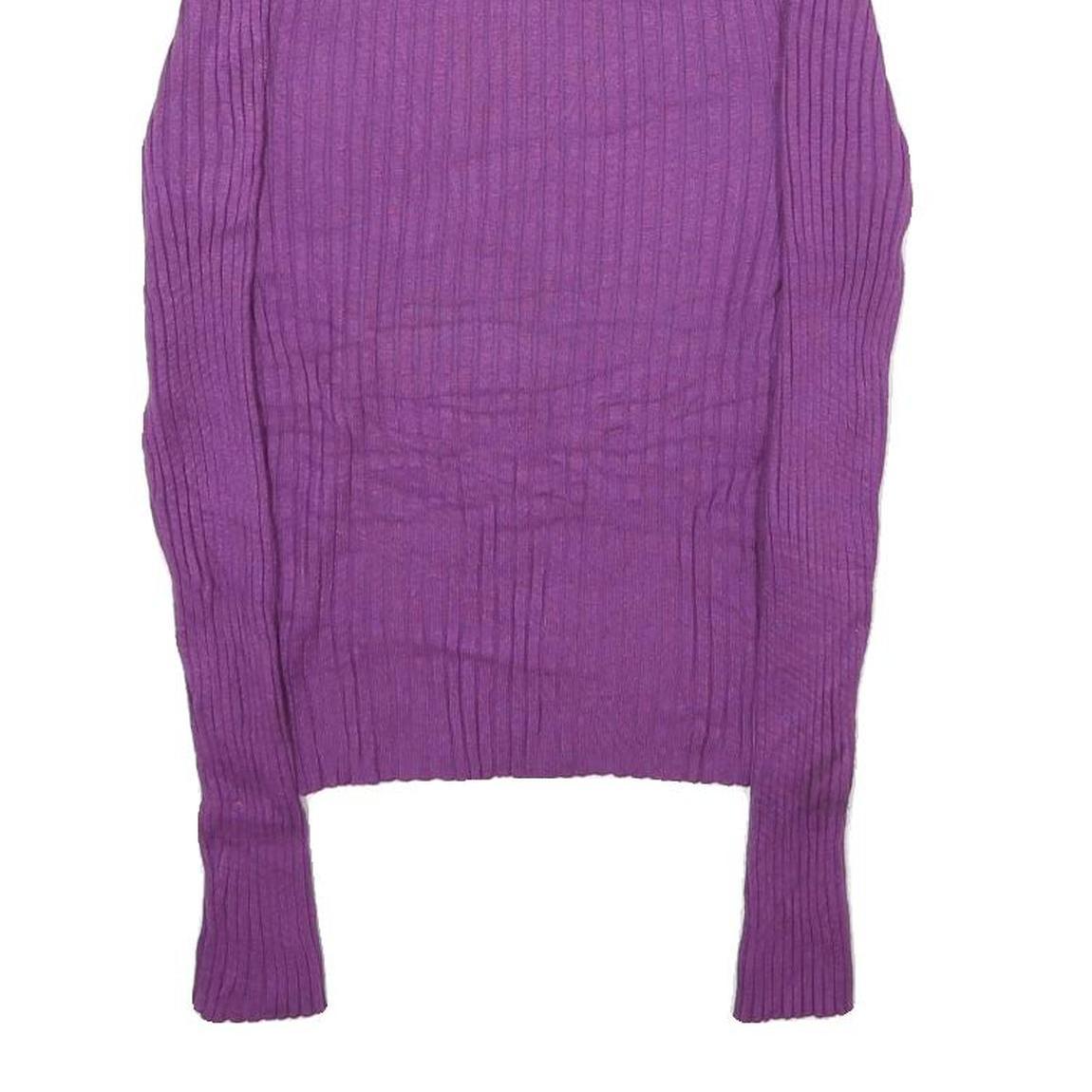 MERONA Womens Purple Plain Jumper Roll Neck Rib Knit S Warm Comfortable