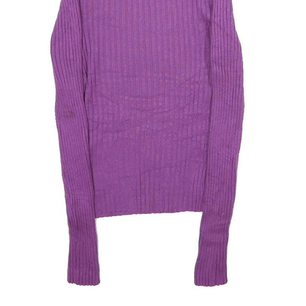 MERONA Womens Purple Plain Jumper Roll Neck Rib Knit S Warm Comfortable