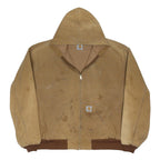 CARHARTT Mens Brown Hooded Zip Jacket 3XL Cotton Blend Workwear Heavyweight