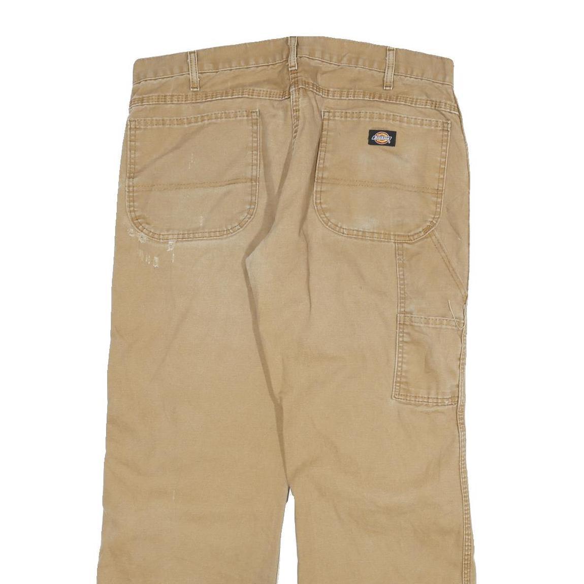 DICKIES Mens Jeans Beige Regular Straight Denim W34 L30 Workwear Utility