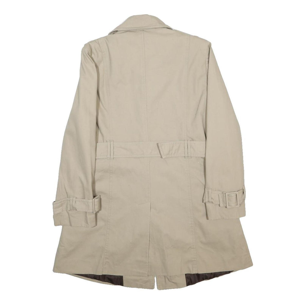 WARDROBE Womens Beige Cotton Button Jacket UK 14 Classic Belted Trench Style