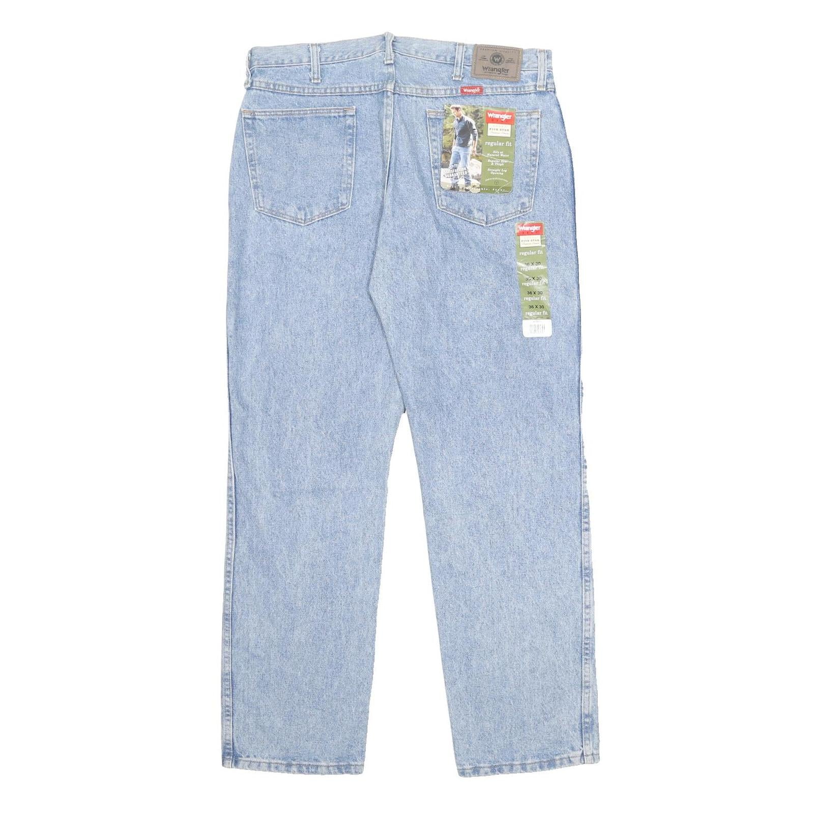 WRANGLER Mens Regular Fit Blue Denim Jeans Zip W36 L30 Classic Cotton