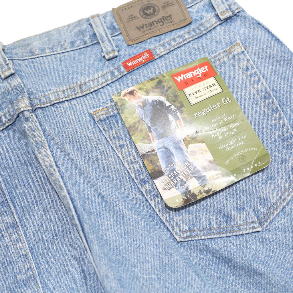 WRANGLER Mens Regular Fit Blue Denim Jeans Zip W36 L30 Classic Cotton