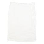 MAX MARA STUDIO Womens White Pencil Knee Length Cotton Blend Skirt UK 14 Elegant