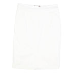 MAX MARA STUDIO Womens White Pencil Knee Length Cotton Blend Skirt UK 14 Elegant