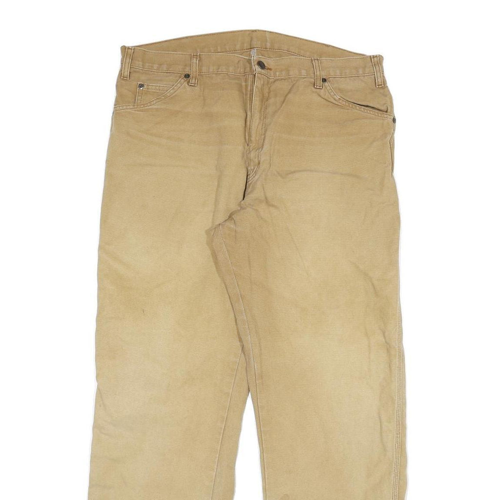 DICKIES Mens Jeans Beige Relaxed Straight Denim W36 L32 Workwear Durable Zip