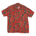 Mens Red Abstract Pattern Cotton Blend Shirt L Short Sleeve Button Collar