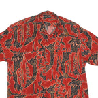 Mens Red Abstract Pattern Cotton Blend Shirt L Short Sleeve Button Collar
