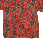 Mens Red Abstract Pattern Cotton Blend Shirt L Short Sleeve Button Collar