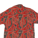 Mens Red Abstract Pattern Cotton Blend Shirt L Short Sleeve Button Collar