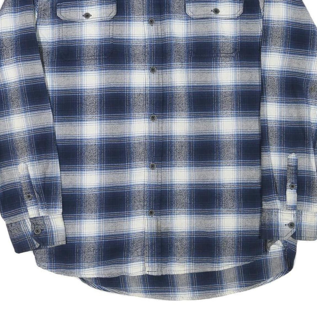 JACHS Mens Blue & White Check Shirt L Cotton Blend Casual Long Sleeve