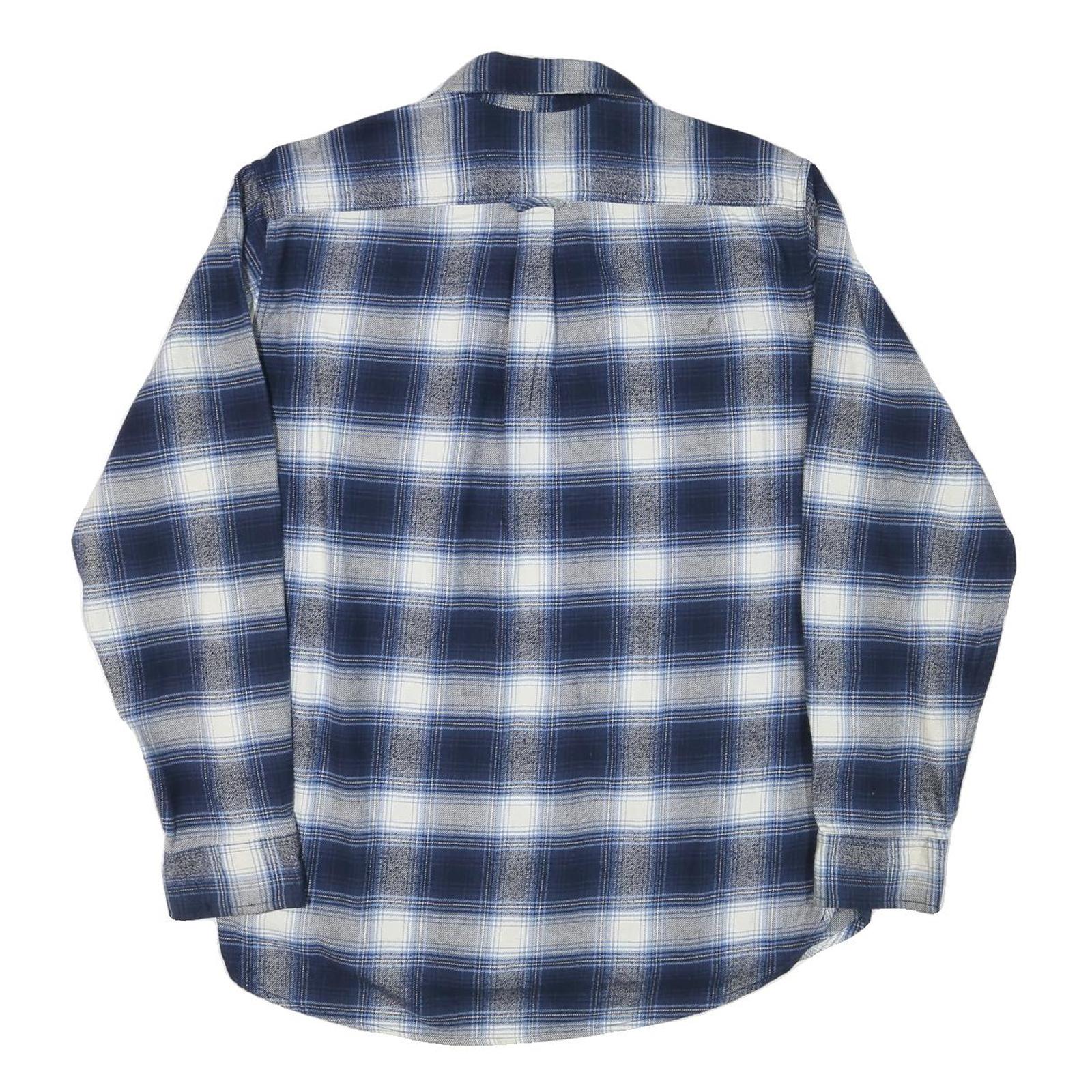 JACHS Mens Blue & White Check Shirt L Cotton Blend Casual Long Sleeve