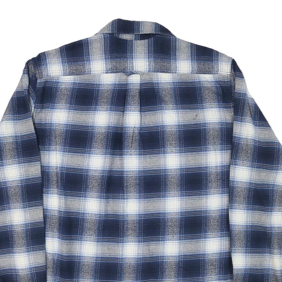 JACHS Mens Blue & White Check Shirt L Cotton Blend Casual Long Sleeve