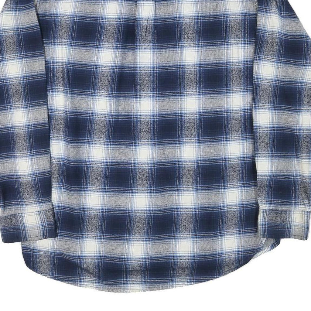 JACHS Mens Blue & White Check Shirt L Cotton Blend Casual Long Sleeve