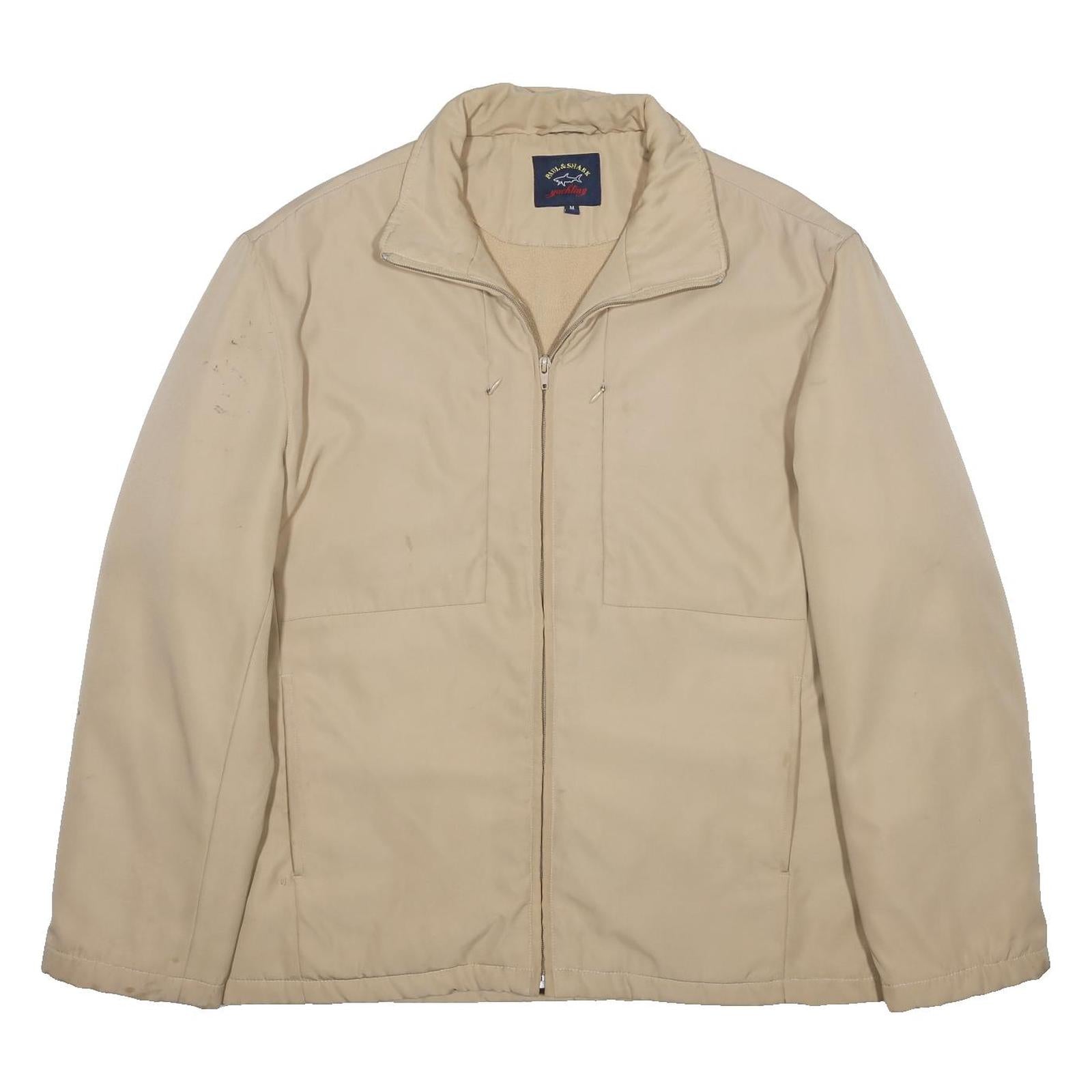 PAUL & SHARK Mens Beige Zip Jacket M Polyester Plain Casual Lightweight