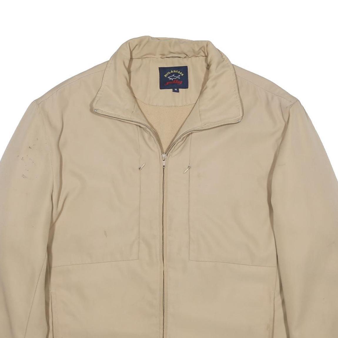 PAUL & SHARK Mens Beige Zip Jacket M Polyester Plain Casual Lightweight