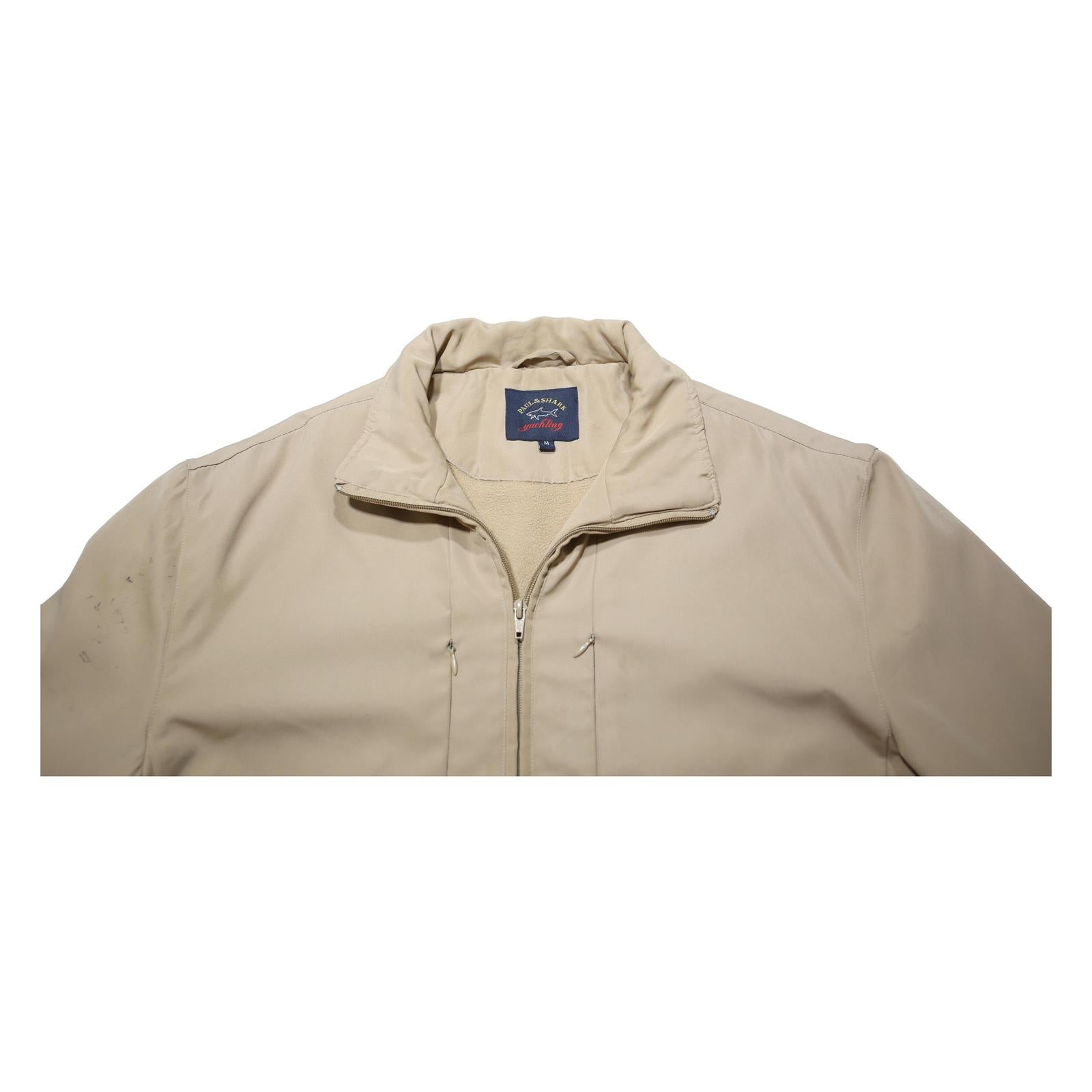 PAUL & SHARK Mens Beige Zip Jacket M Polyester Plain Casual Lightweight