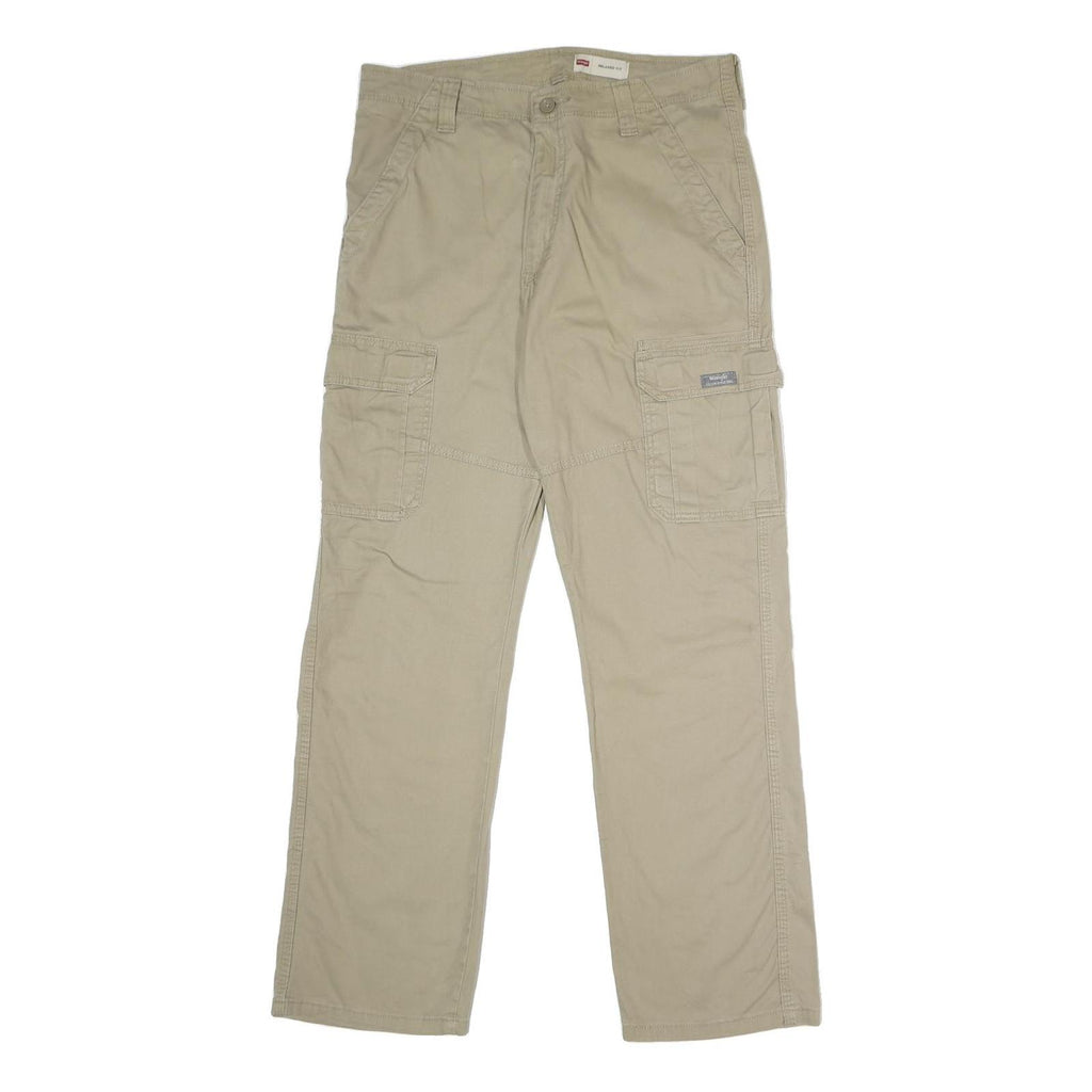 WRANGLER Mens Cotton Blend Beige Relaxed Straight Trousers W32 L32 Cargo Pockets