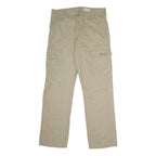 WRANGLER Mens Cotton Blend Beige Relaxed Straight Trousers W32 L32 Cargo Pockets