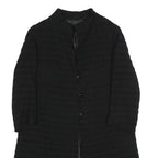 Womens Black Button Jacket M Textured Long Sleeve Classic Fit Plain