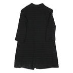 Womens Black Button Jacket M Textured Long Sleeve Classic Fit Plain