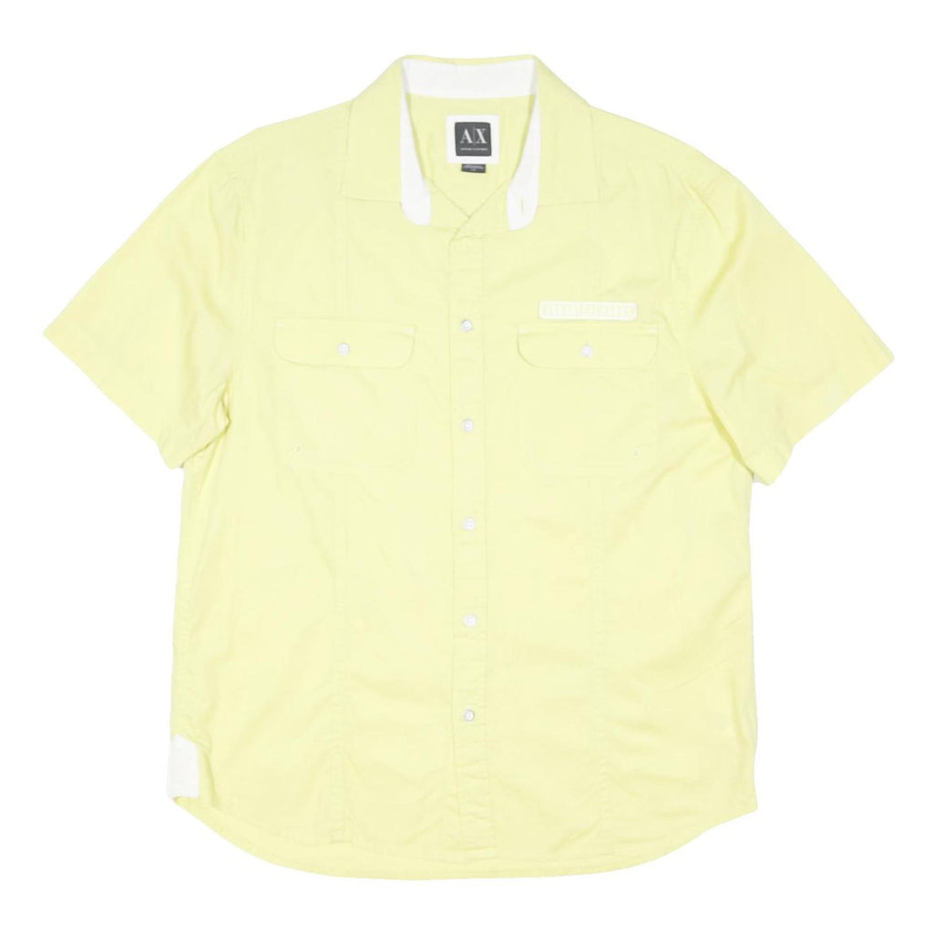 ARMANI EXCHANGE Mens Yellow Short Sleeve Cotton Blend Casual Shirt L
