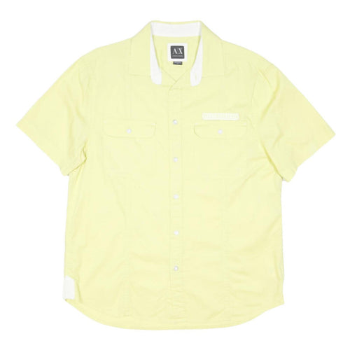 ARMANI EXCHANGE Mens Yellow Short Sleeve Cotton Blend Casual Shirt L