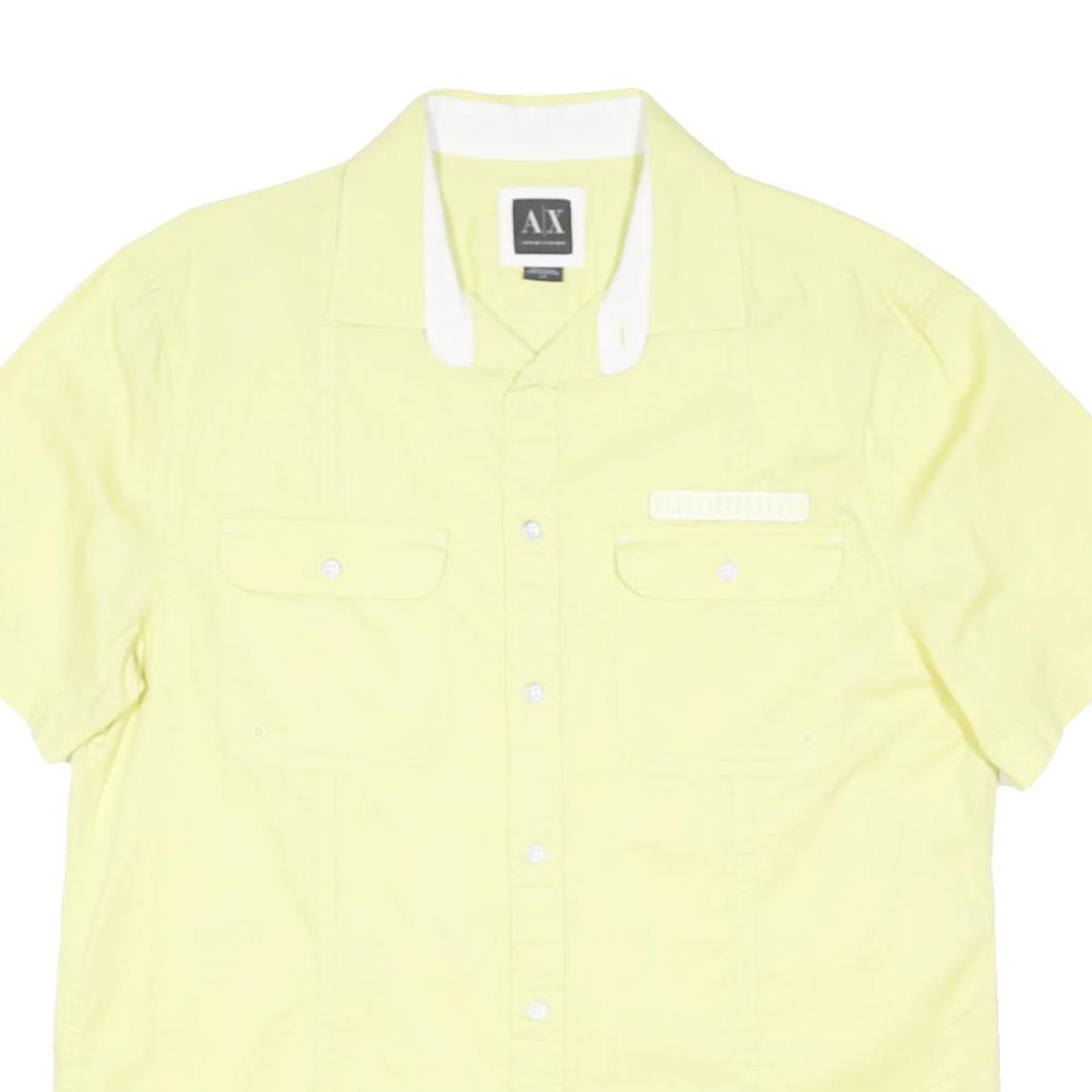 ARMANI EXCHANGE Mens Yellow Short Sleeve Cotton Blend Casual Shirt L