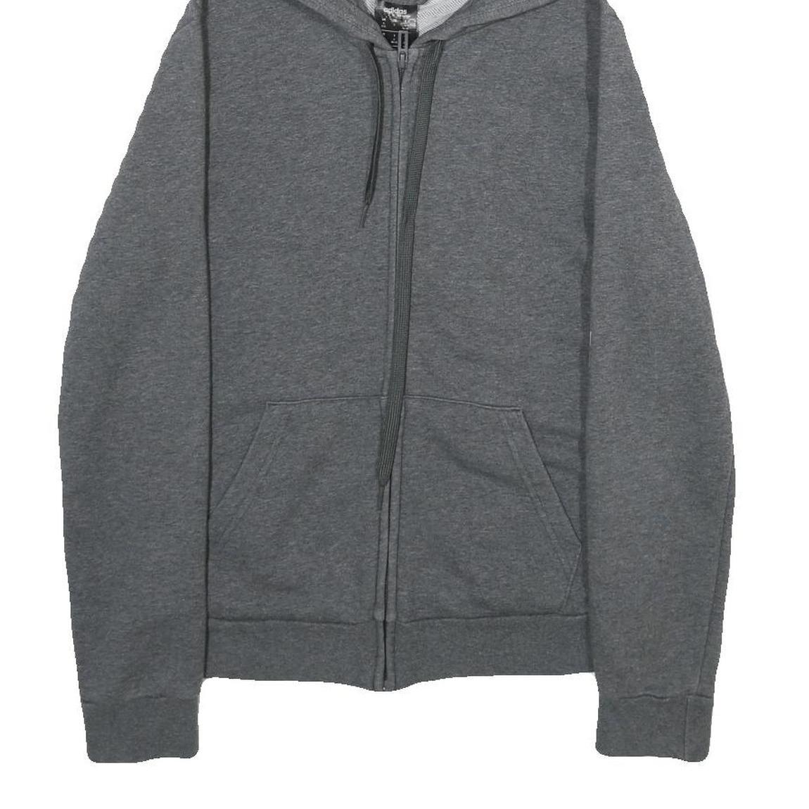 ADIDAS Womens Grey Hoodie S Zip Up Pink Logo Sleeve