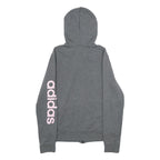 ADIDAS Womens Grey Hoodie S Zip Up Pink Logo Sleeve