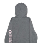 ADIDAS Womens Grey Hoodie S Zip Up Pink Logo Sleeve