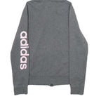 ADIDAS Womens Grey Hoodie S Zip Up Pink Logo Sleeve