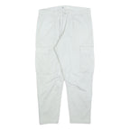 ZARA Womens Cotton Blend White Regular Cargo Trousers W34 L26 Casual Zip